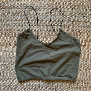 Free People Skinny Strap Brami in Washed Olive